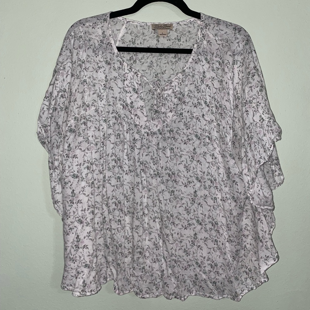 lucky brand floral butterfly sleeve shirt